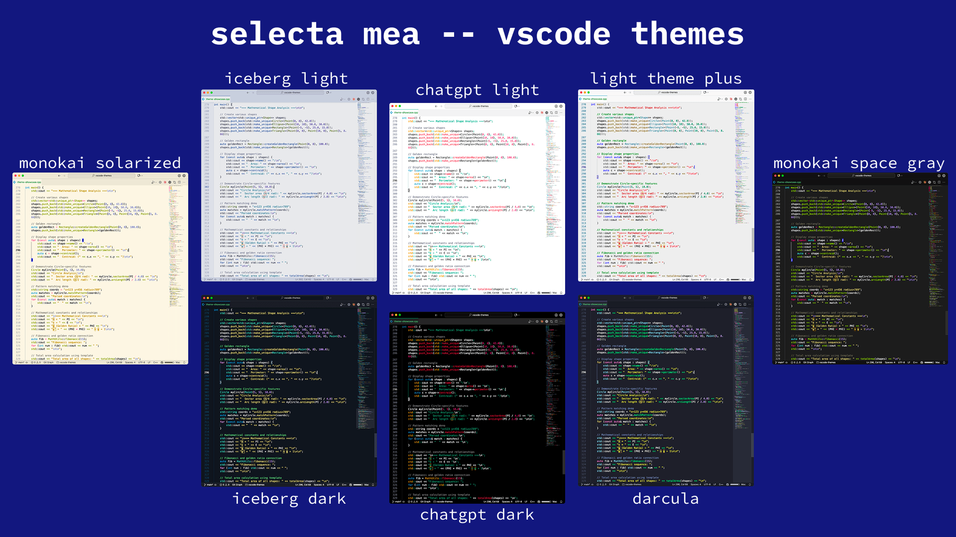 Screenshot of Selecta Mea (VSCode Themes)